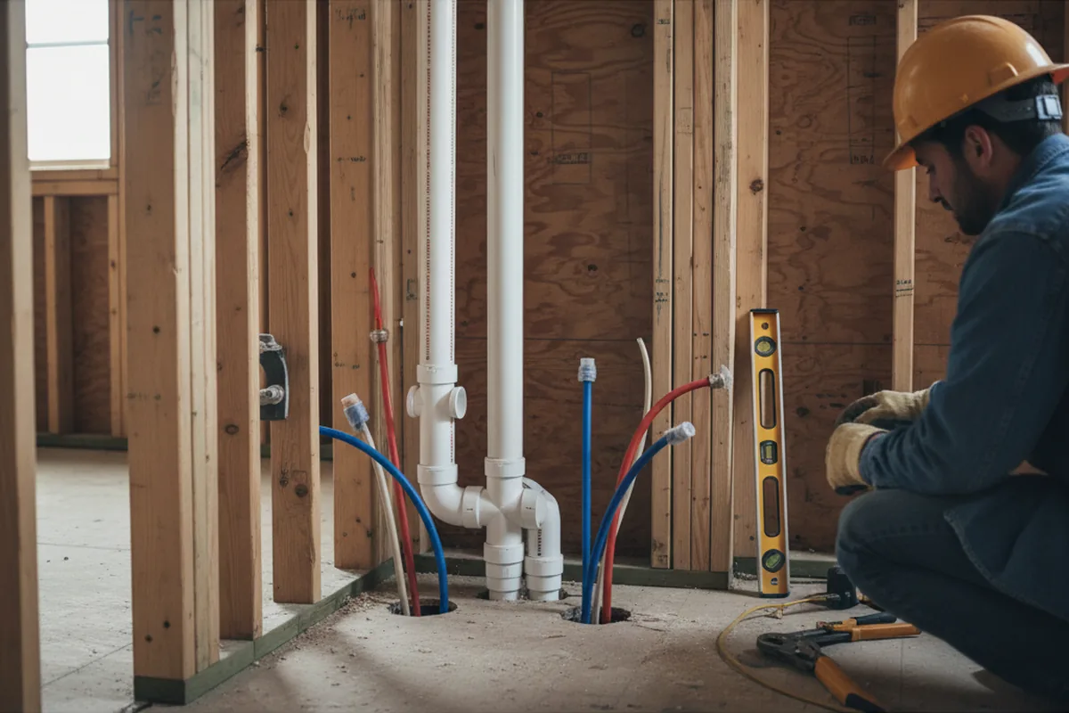 Drain and supply rough-in during Drain Cleaning in Hastings On Hudson